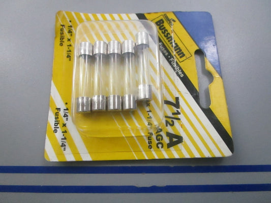 NEW (LOT OF 5) BP/AGC-7-1/2-RP Bussmann 1/4" x 1 1/4" 7 1/5A Fuse 0810