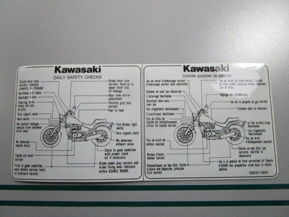 NEW OEM 56031-1990 Kawasaki Manual Label 0810