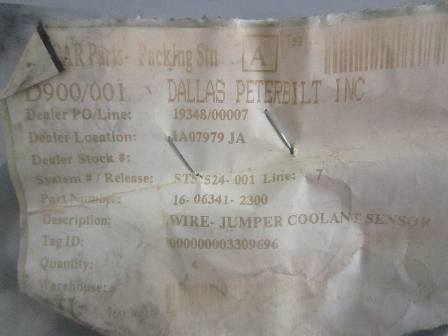 NEW OEM 16-06341-2300 Peterbilt Jumper Coolant Sensor Wire 0820