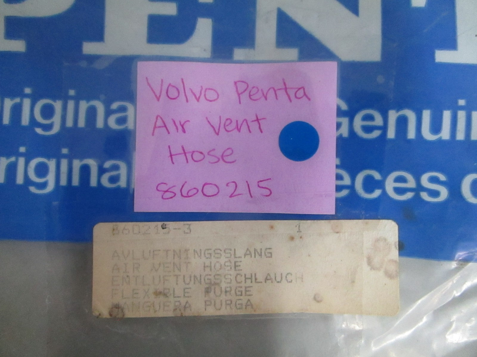 NEW OEM 860215 Volvo Penta Air Vent Hose 0820
