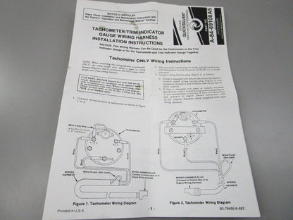 NEW OEM 84-69108A5 Mercury Quicksilver 4 Pin Tach Harness 0810