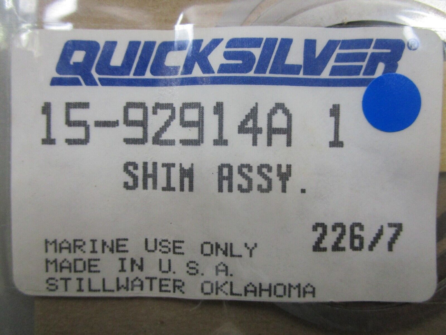 *NEW OEM* 0810 Mercury Quicksilver Shim Assembly 15-92914A1