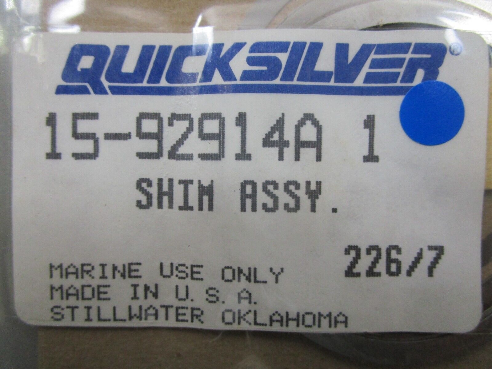 *NEW OEM* 0810 Mercury Quicksilver Shim Assembly 15-92914A1