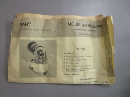*NEW* 0820 Jabsco PAR Water System Pump 37215-1000