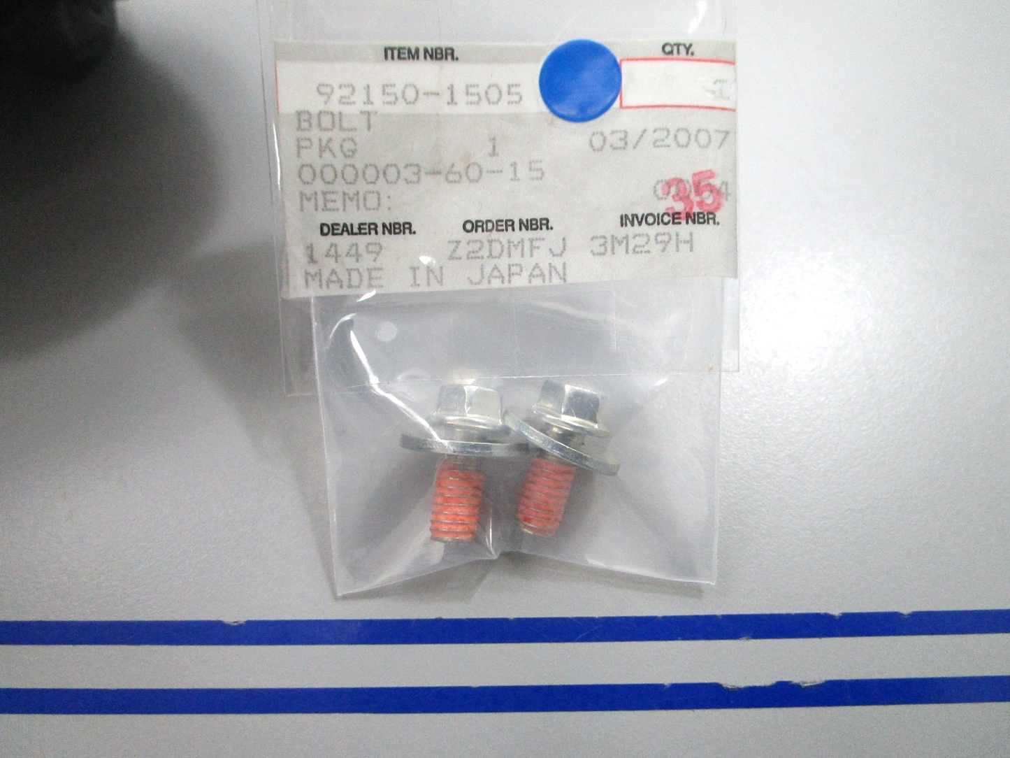 NEW OEM (LOT OF 2) Kawasaki  Bolt 92150-1505 0810