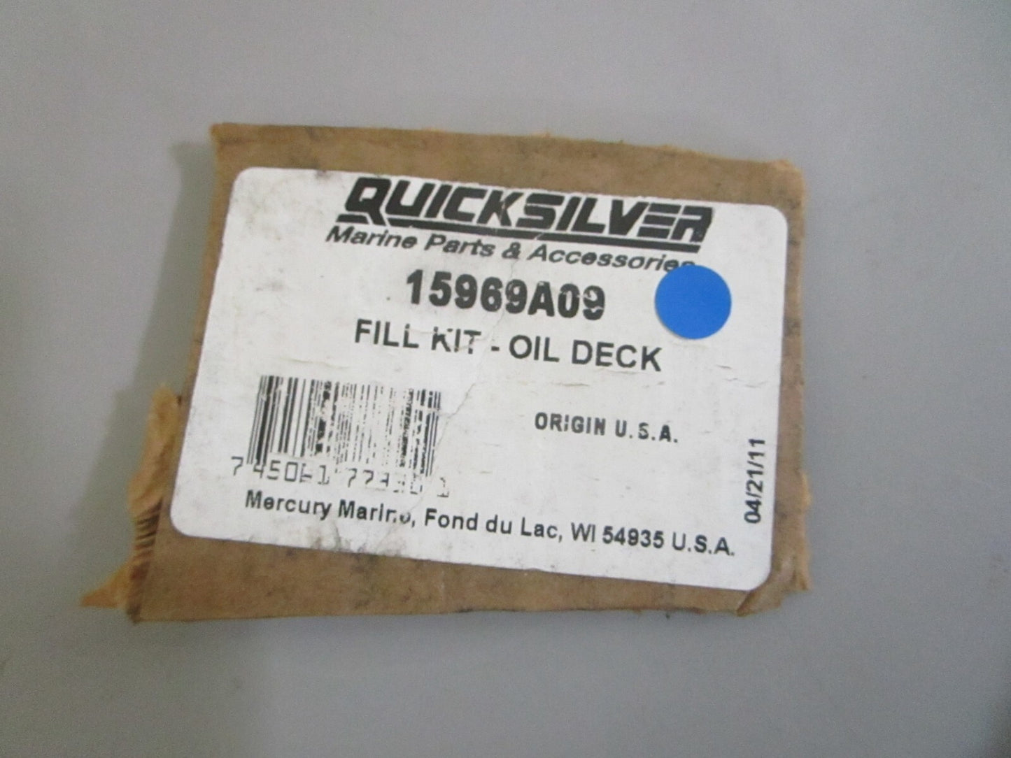 *NEW OEM* 0820 Mercury Quicksilver Oil Deck Fill Kit 15969A09