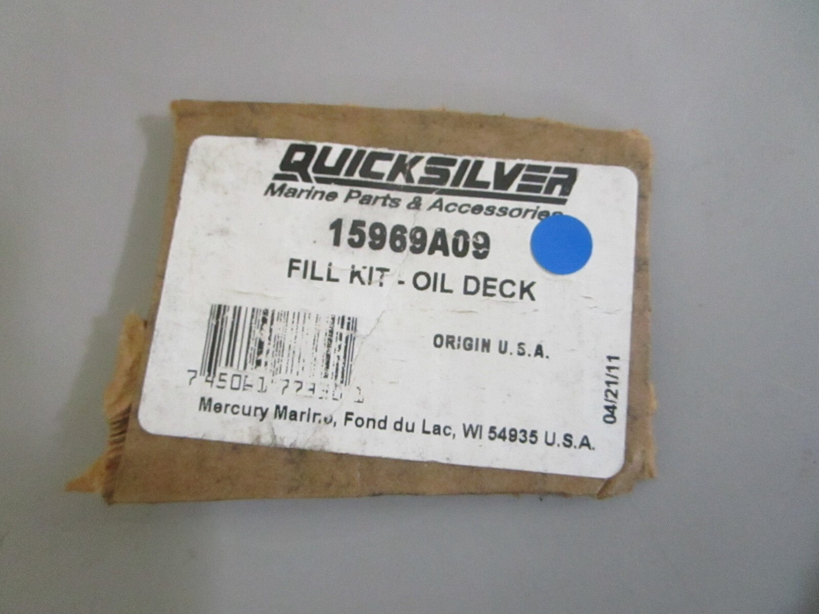 *NEW OEM* 0820 Mercury Quicksilver Oil Deck Fill Kit 15969A09