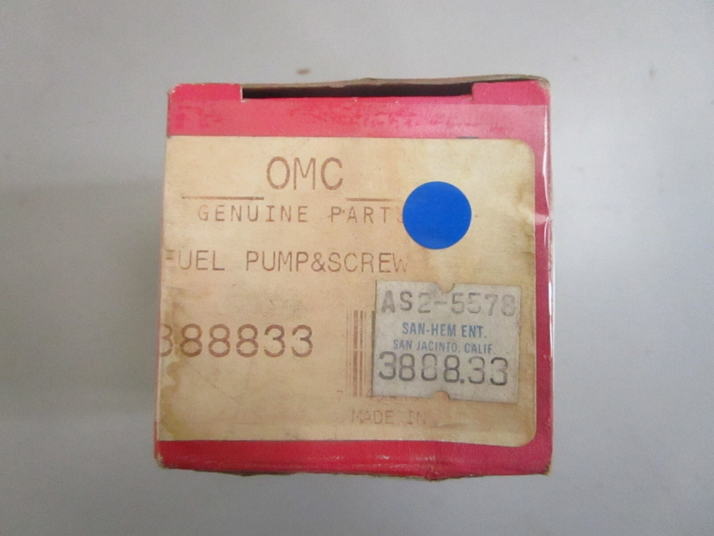 *NEW OEM* 0810 OMC Johnson Evinrude Fuel Pump & Screw 388833 0388833