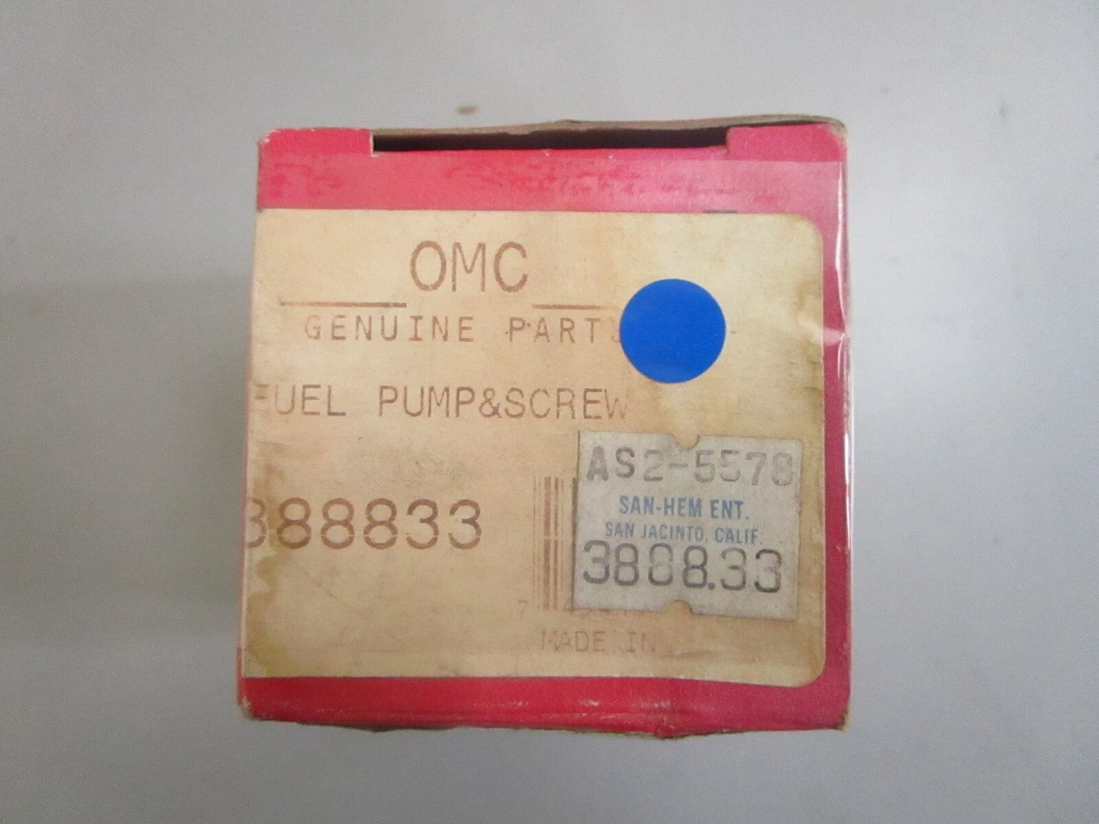 *NEW OEM* 0810 OMC Johnson Evinrude Fuel Pump & Screw 388833 0388833