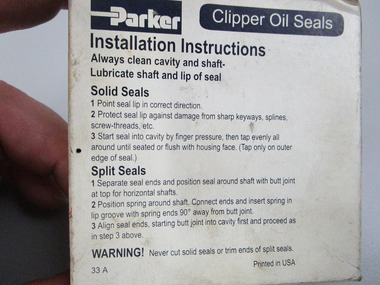 NEW OEM 11603-H1L5 Parker Clipper Oil Seal 0810