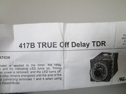 NEW OEM 417B-J01289-00 ATC 417 Series Time Delay Relay Timer 0720