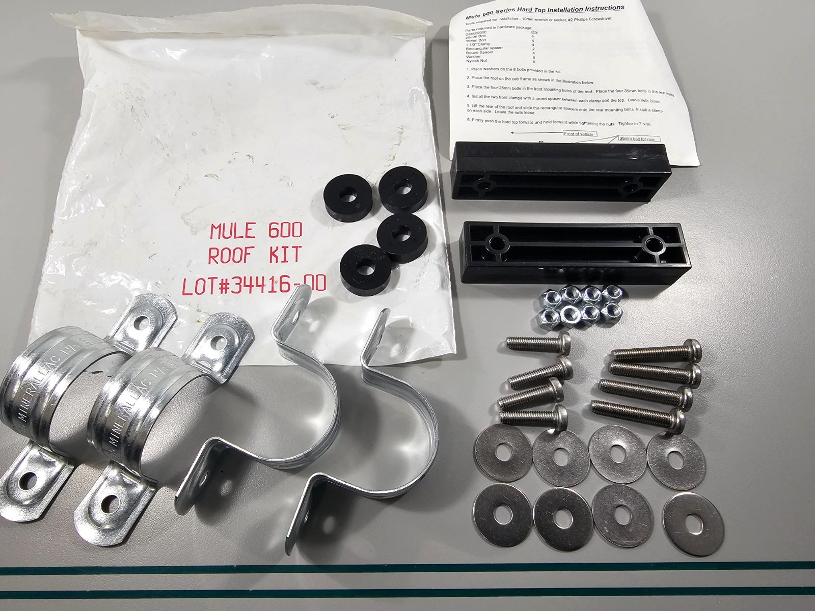 NEW 600 Series Mule Roof Hardware Kit 0810