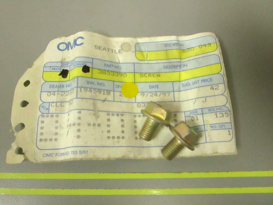 *NEW OEM* (LOT OF 2) 0750 OMC Johnson Evinrude SCREW 3853390