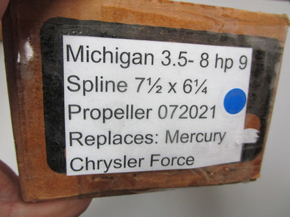 *NEW* 0720 Michigan 3.5- 8hp 9 Spline 7½ x 6¼ Propeller 072021 Replaces: Mercury