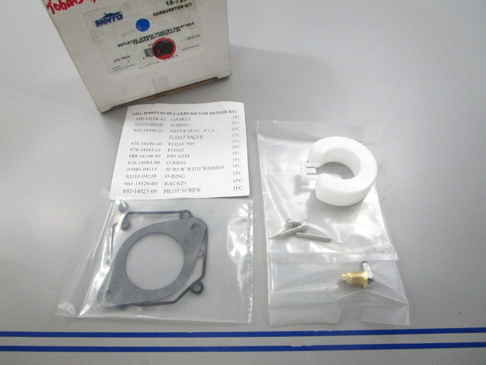 NEW 18-7291 Replaces: 346-87122-0 6H1-W0093-01-00 Sierra Carburetor Kit 0810