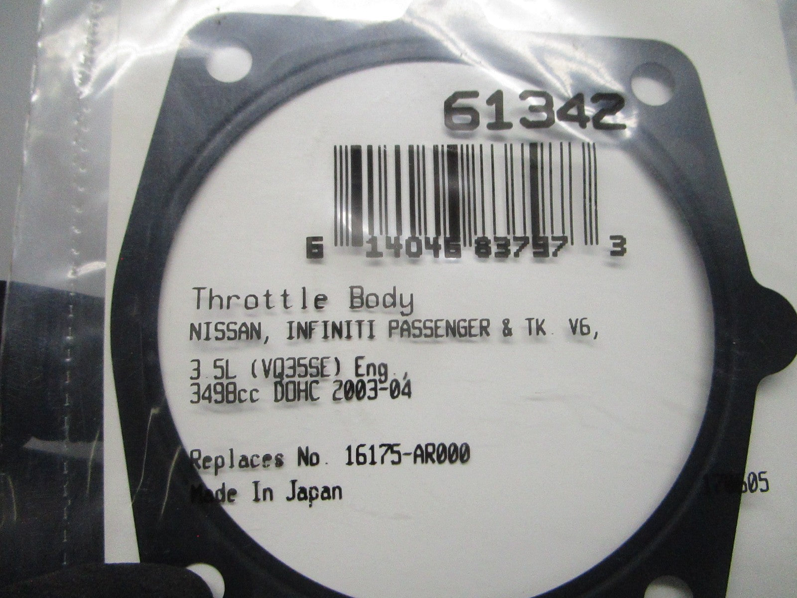 *NEW* 0810 Fel-Pro Throttle Body Gasket 61342 Replaces: 16175-AR000