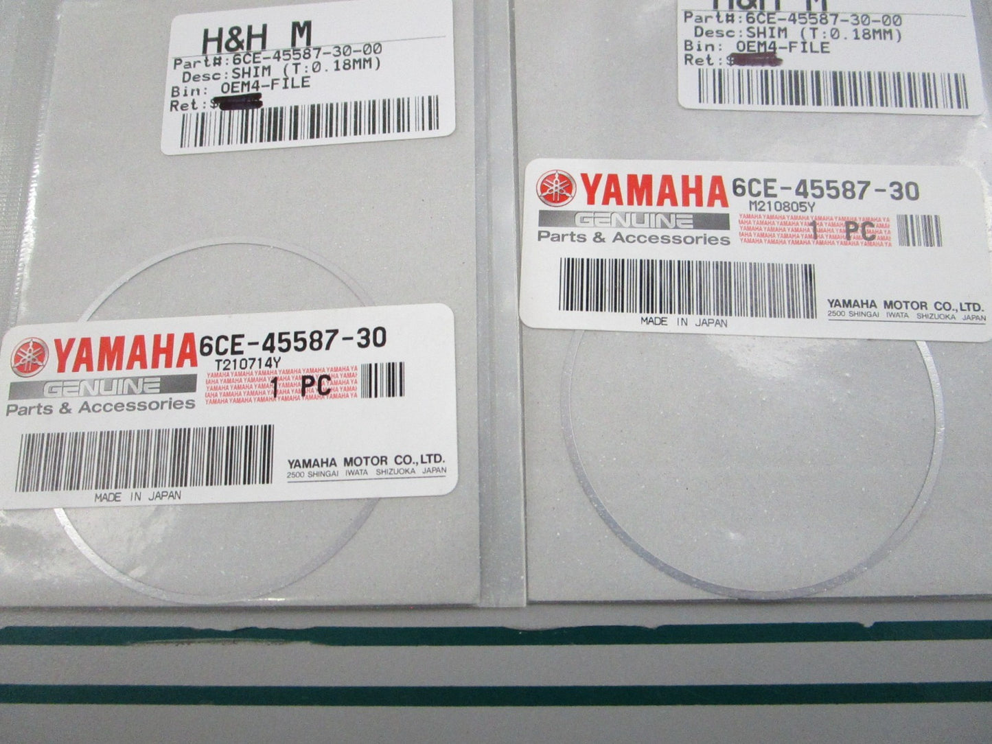 NEW OEM (LOT OF 2) 6CE-45587-30-00 Yamaha (T:0.18mm) Shim 0810