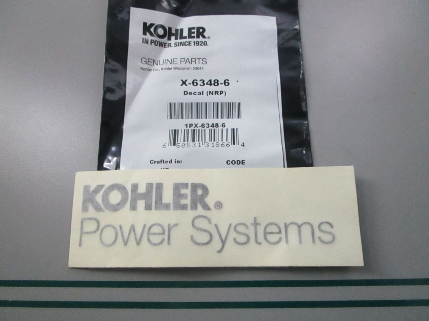 NEW OEM X-6348-6  X63486 Kohler Decal (NEP) 0810