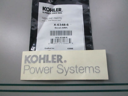 NEW OEM X-6348-6  X63486 Kohler Decal (NEP) 0810