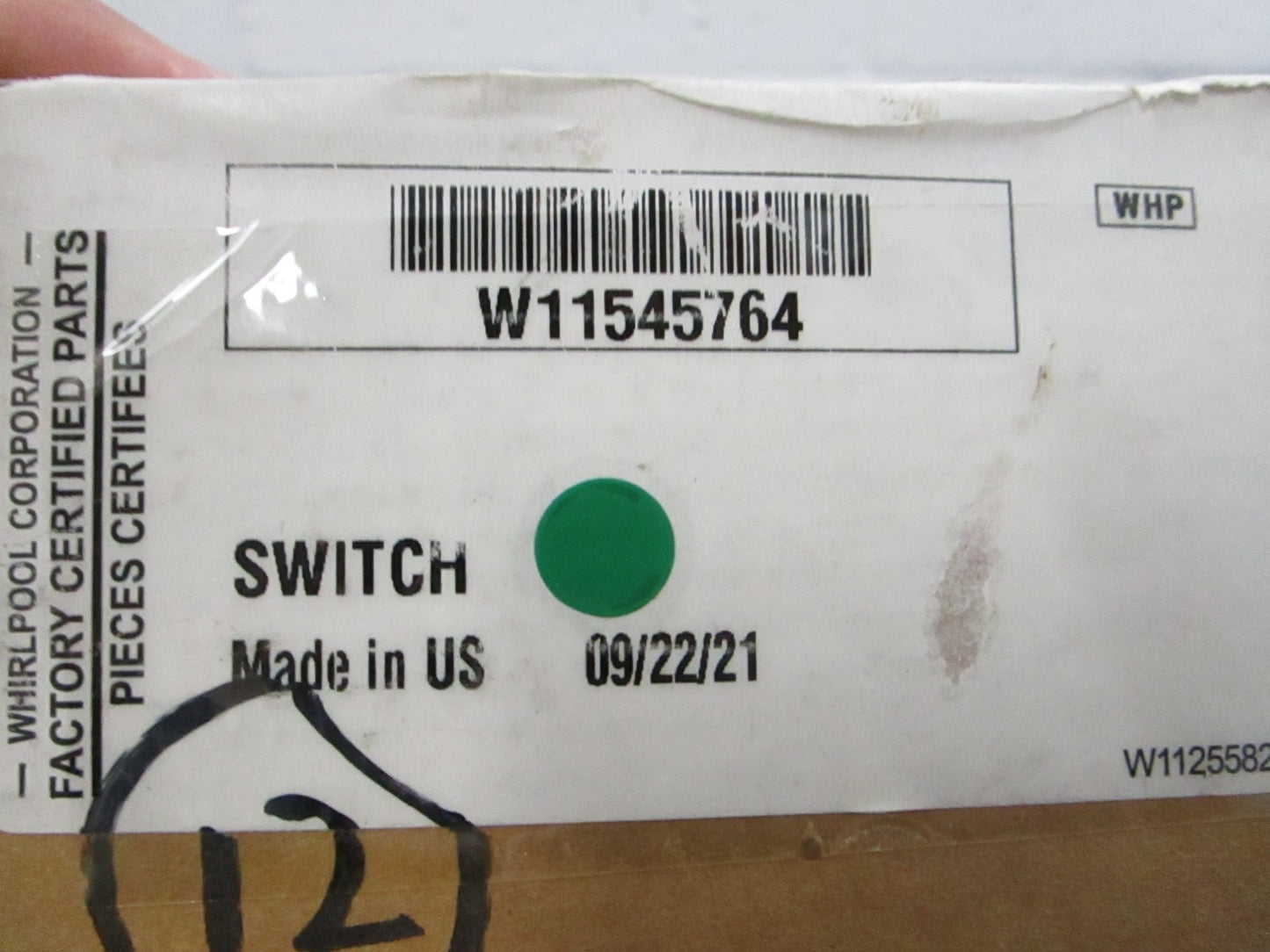 NEW OEM W11545764 Whirlpool Switch 0810