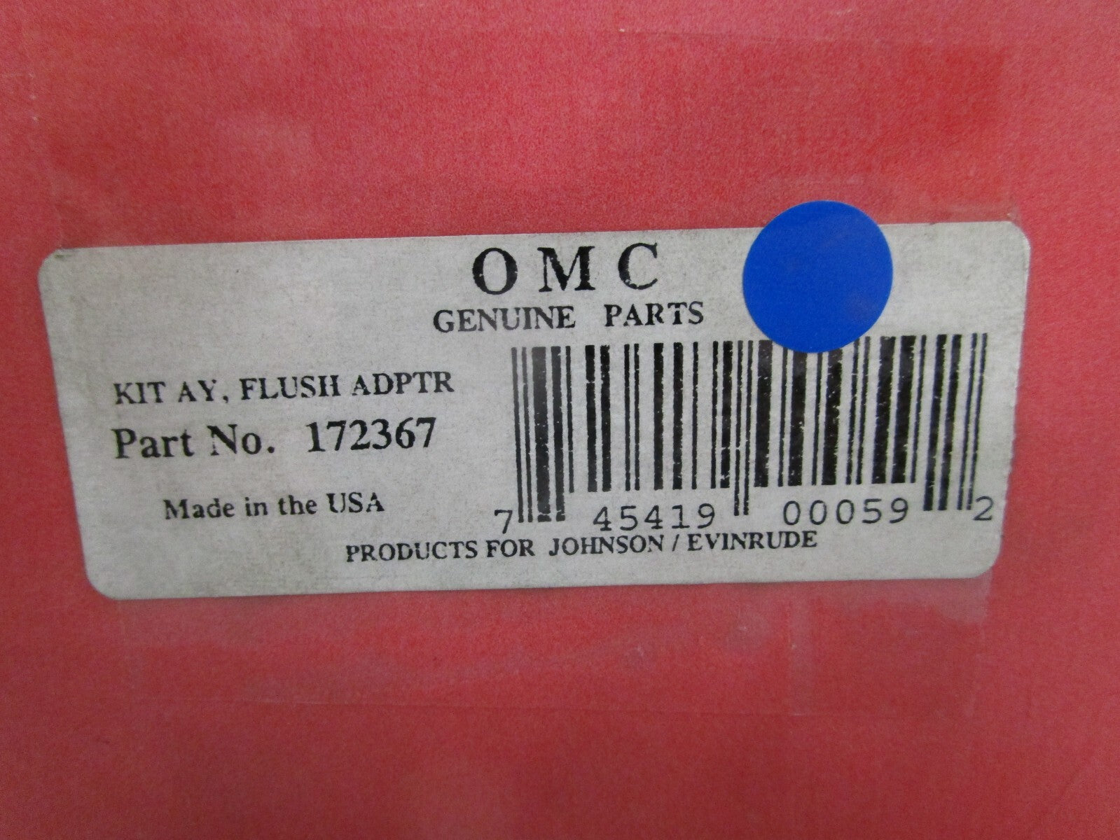 *NEW OEM* 0820 OMC Johnson Evinrude Flush Adaptor Kit Ay 172367 0172367