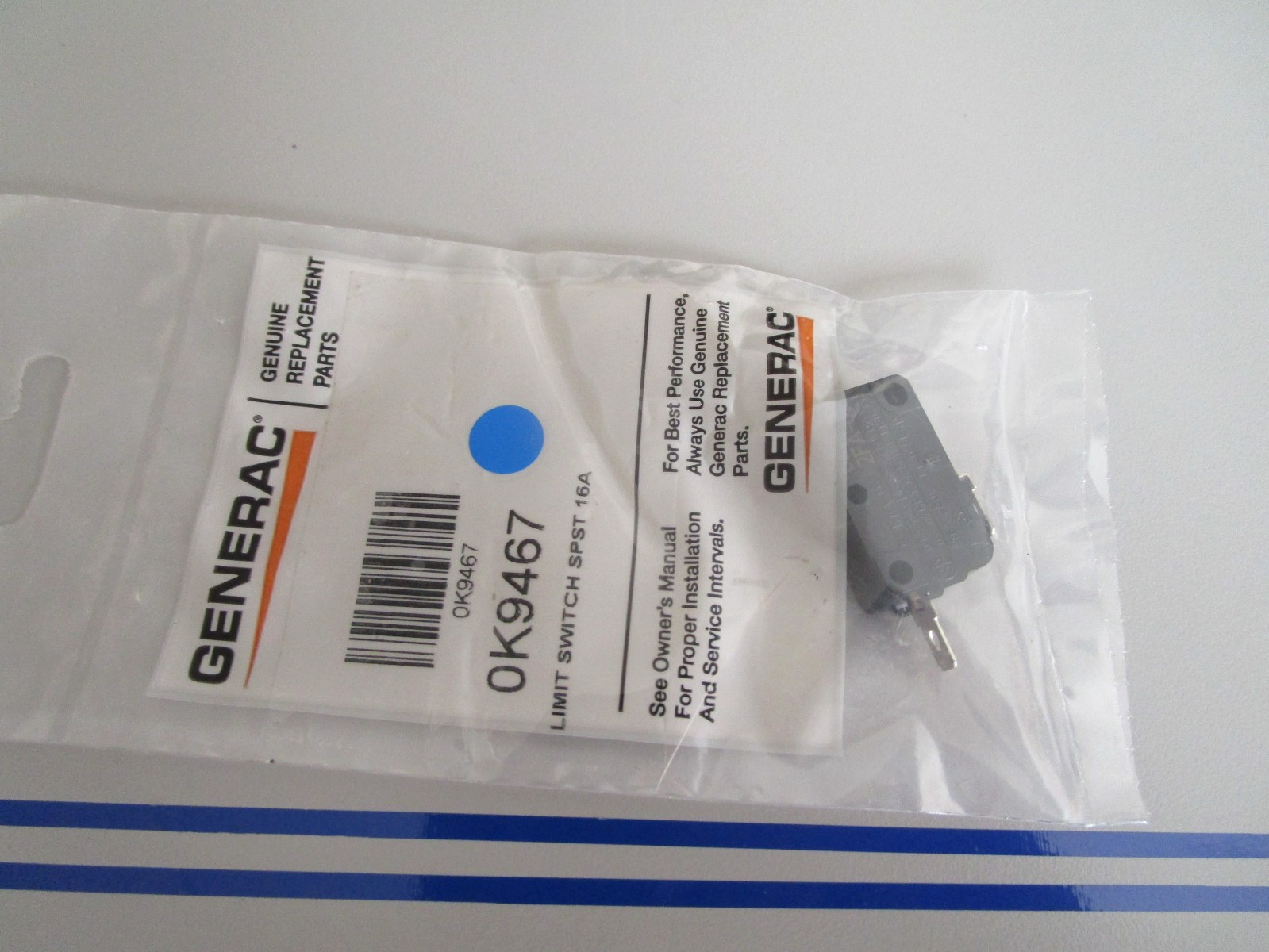 *NEW OEM* 0720 Generac 16 AMP Limit Light Switch 0K9467