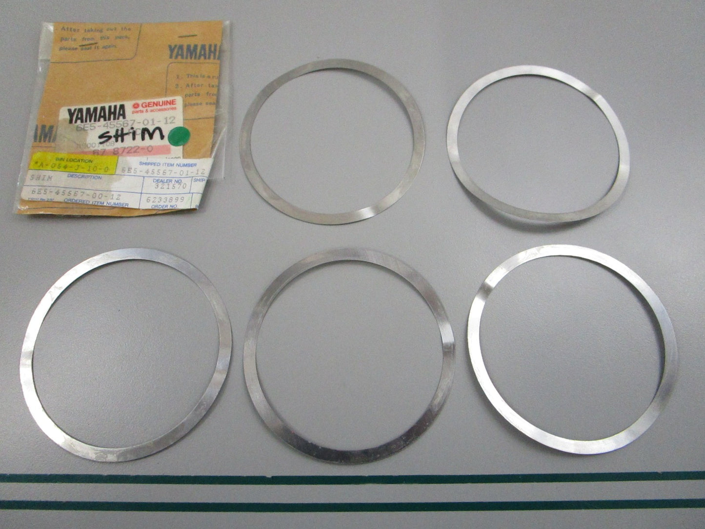 NEW OEM  (LOT OF 5) 6E5-45567-01-12 Yamaha Shim 0810