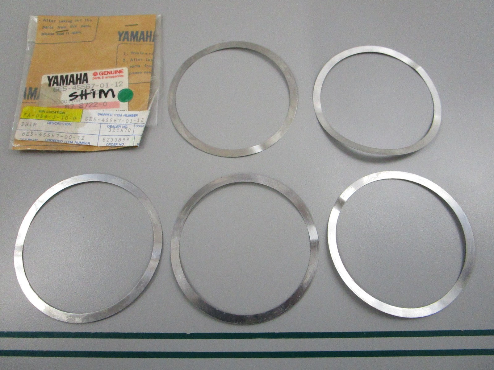 NEW OEM  (LOT OF 5) 6E5-45567-01-12 Yamaha Shim 0810