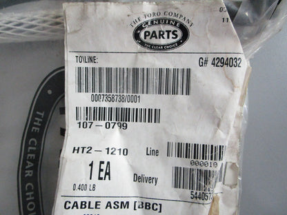 NEW OEM 107-0799 Toro Cable Assy 0820