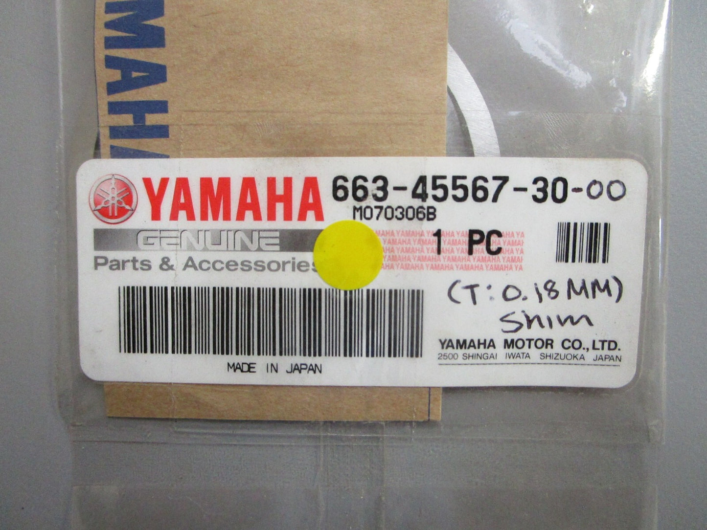 *NEW OEM* 0810 Yamaha (T:0.18MM) Shim 663-45567-30-00