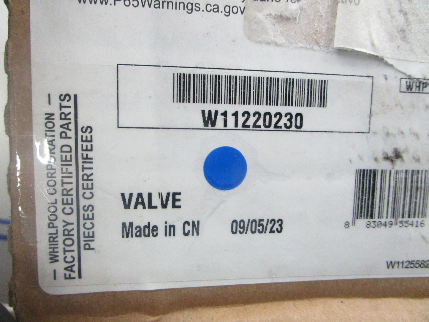 *NEW OEM* 0810 Whirlpool Valve W11220230