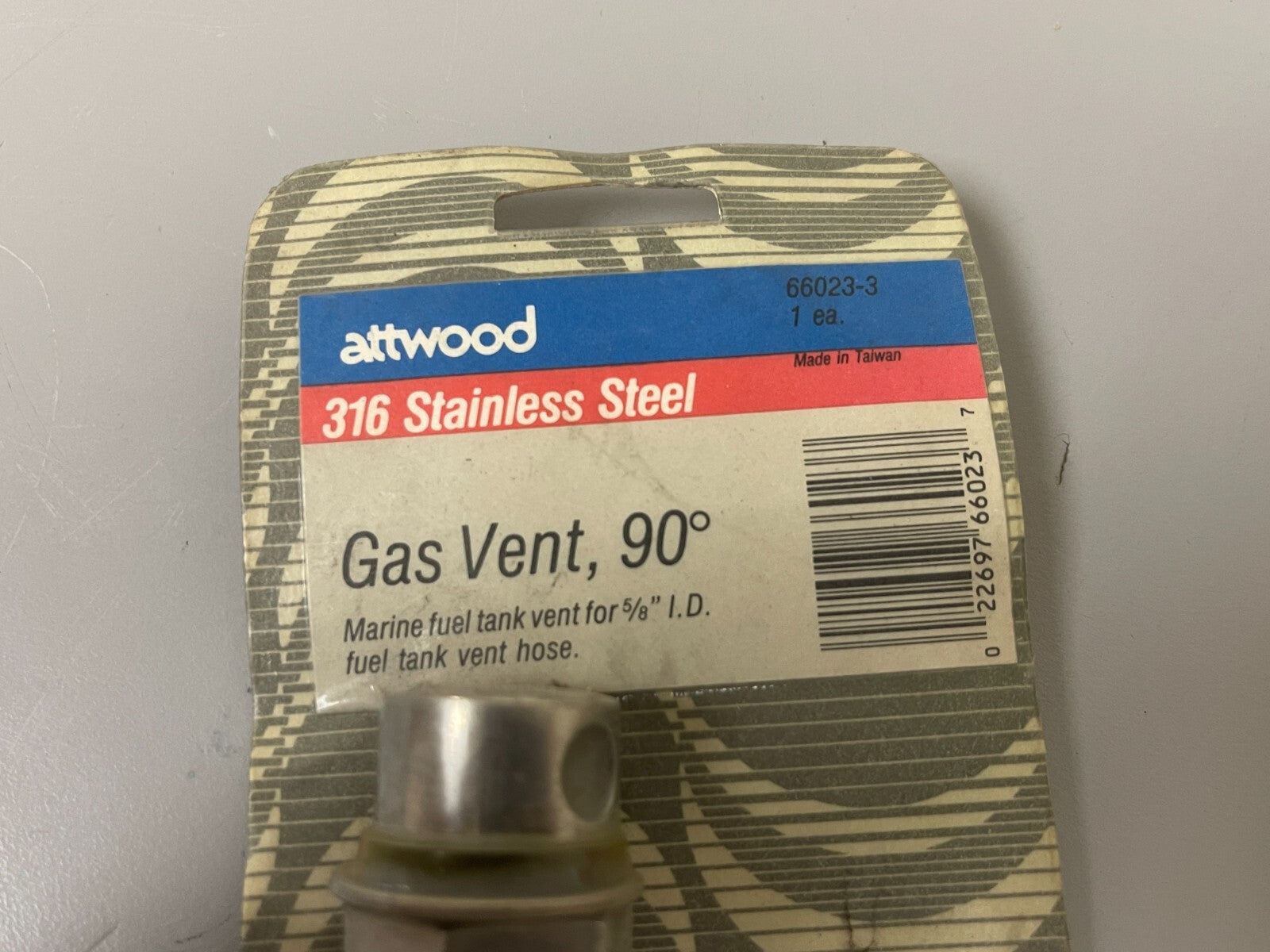 *NEW* 0810 Attwood SS 90 Degree Gas Vent Fuel Tank Vent Hose 66023-3