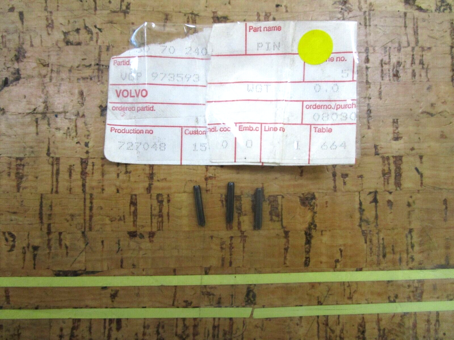 *NEW OEM* (LOT OF 3) 0750 Volvo Penta ROLL PIN 973593