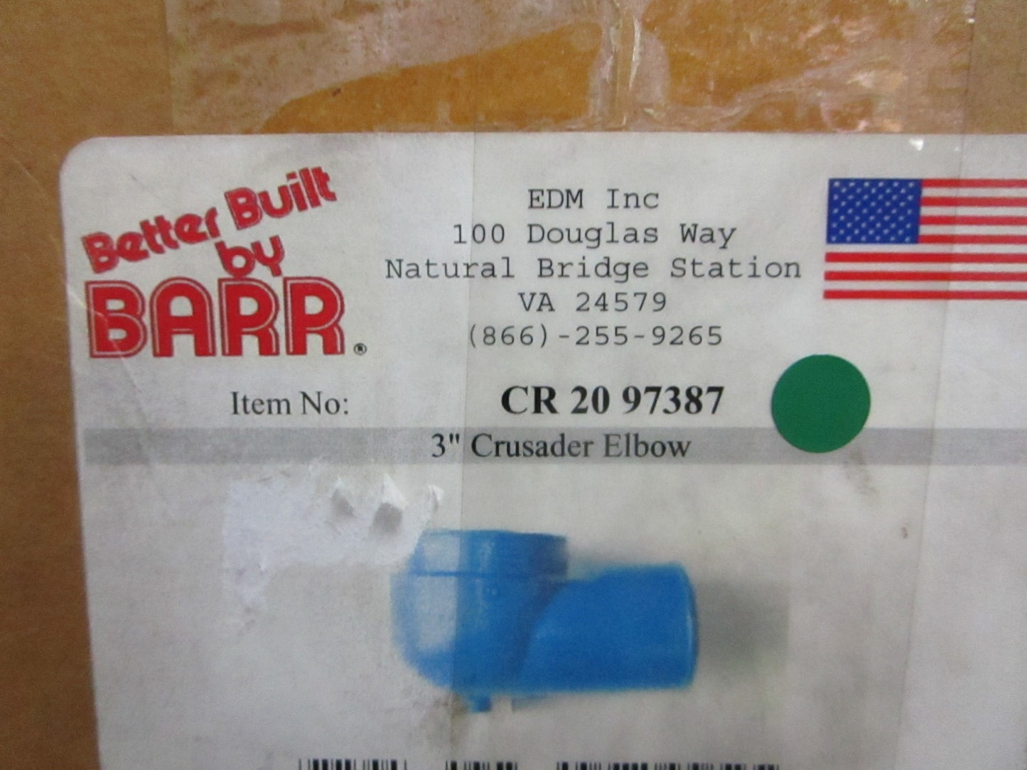 NEW CR 20 97387 CR2097387 Barr 3" Crusader Elbow 0820