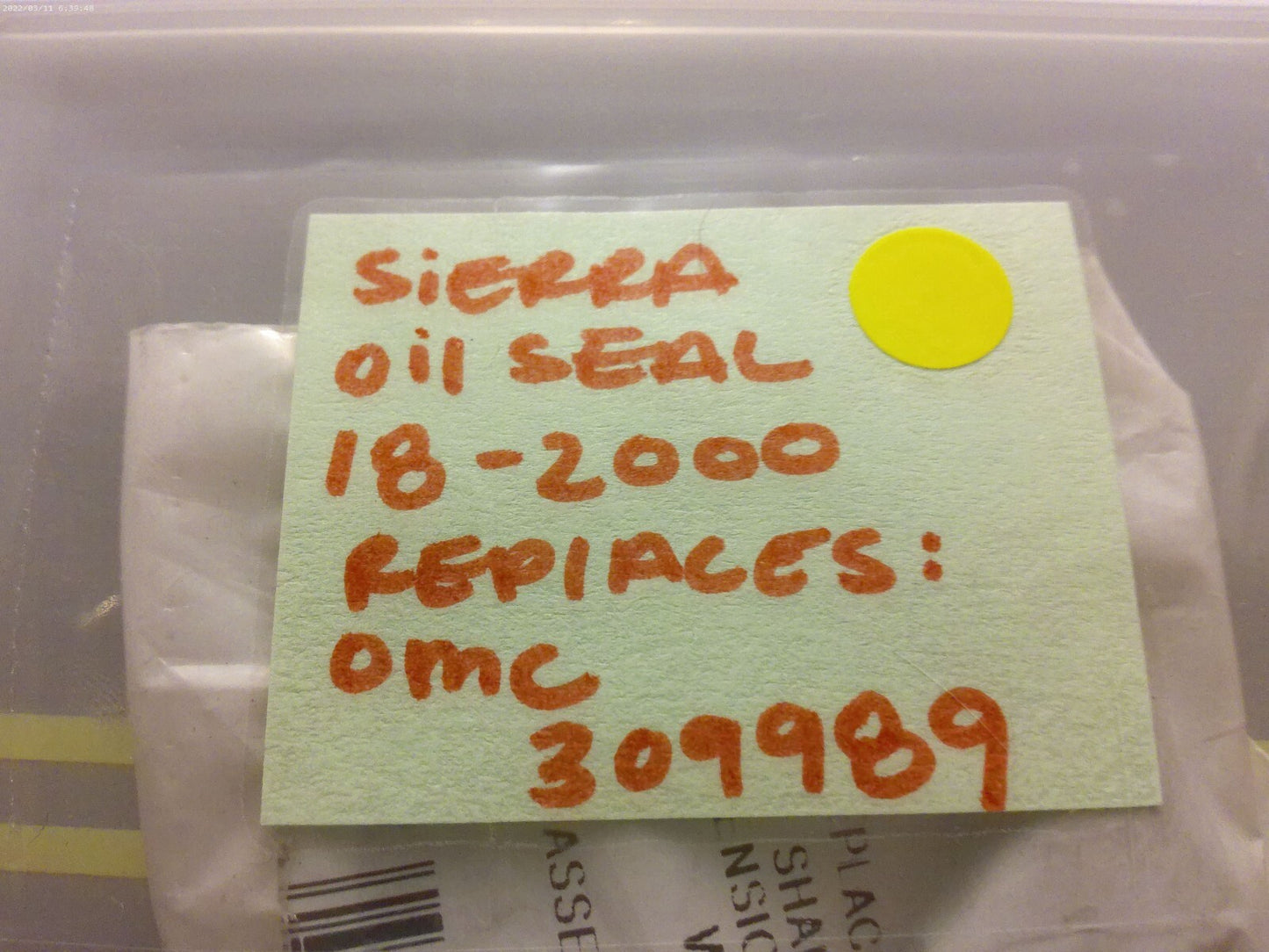 *NEW* 0810 Sierra Oil Seal 18-2000 Replaces: OMC 309989 0309989