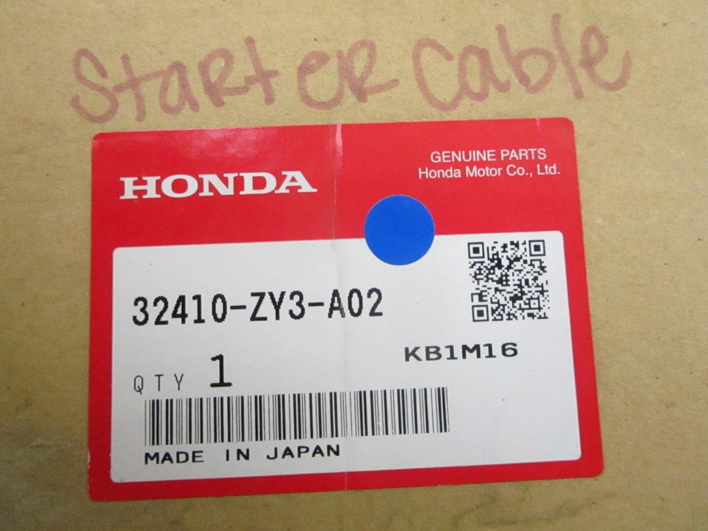 *NEW OEM* 0720 Honda Starter Cable Assembly 32410-ZY3-A02
