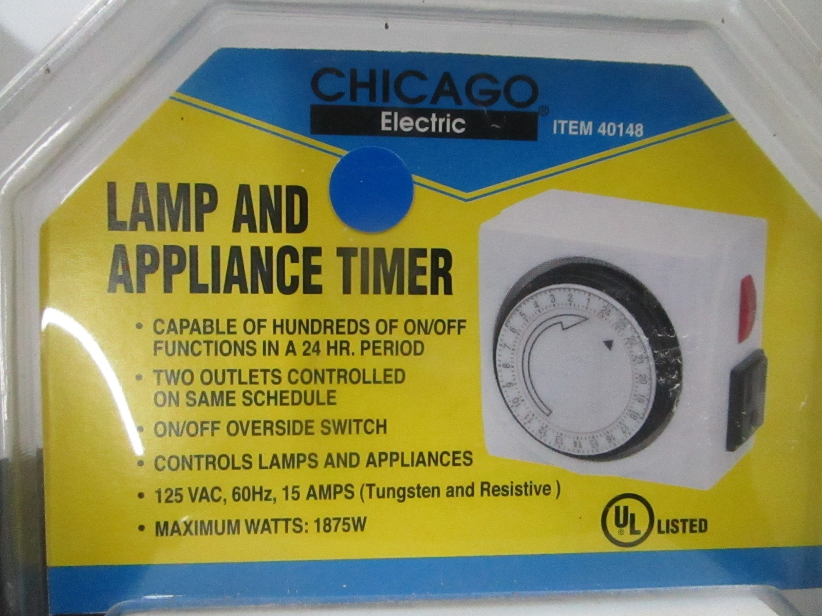 *NEW* 0810 Chicago Electric Lamp & Appliance Timer 40148