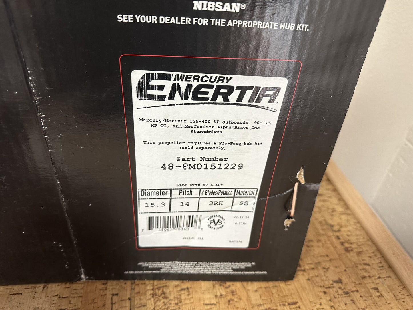 *NEW OEM* 0720 Mercury Enertia SS 3 Blade RH 15.3 x 14 Propeller 48-8M0151229