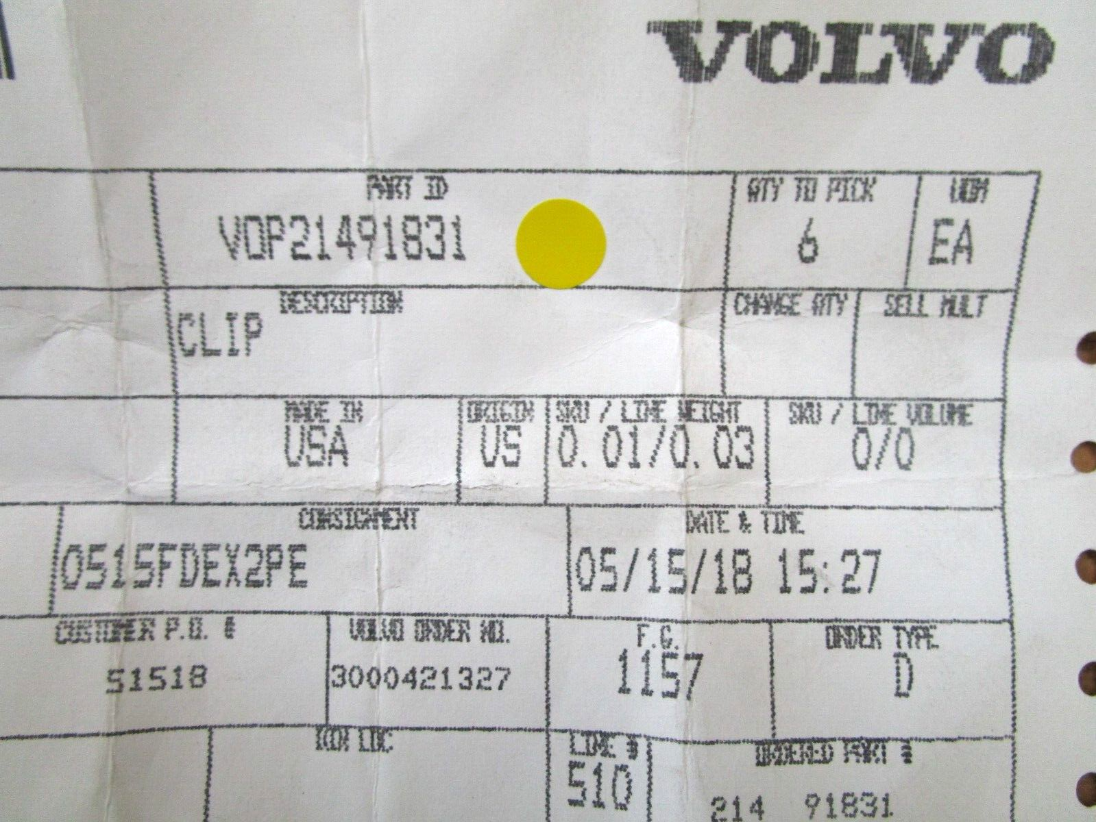 *NEW OEM* 0750 Volvo Penta CLIP 21491831