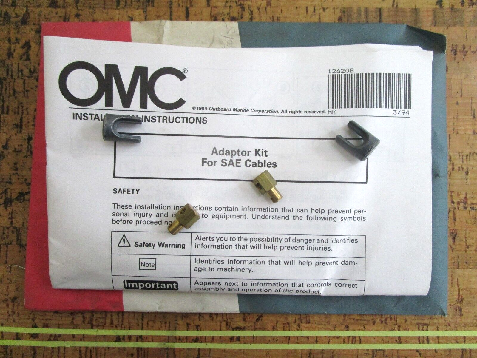 *NEW OEM* 0810 OMC Johnson Evinrude SAE Adapter Kit 174925 0174925