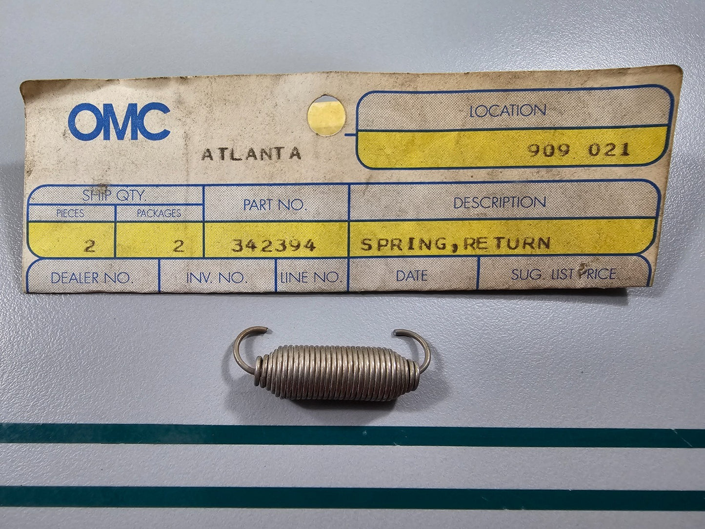 NEW OEM 342394 0342394 OMC Johnson Evinrude Return Spring 0810