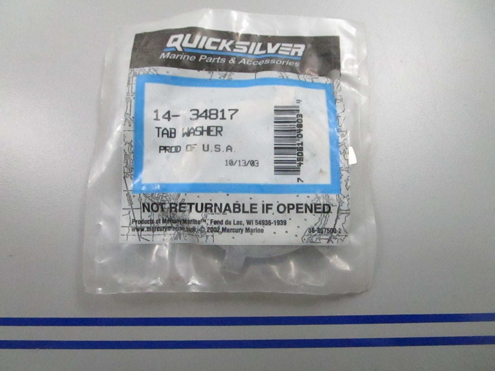 *NEW OEM* 0810 Mercury Quicksilver Tab Washer 14-34817