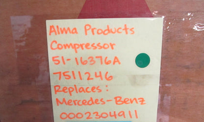 NEW 51-16376A 7511246 Alma Compressor Rep: 0002304911 Mercedes-Benz 0820