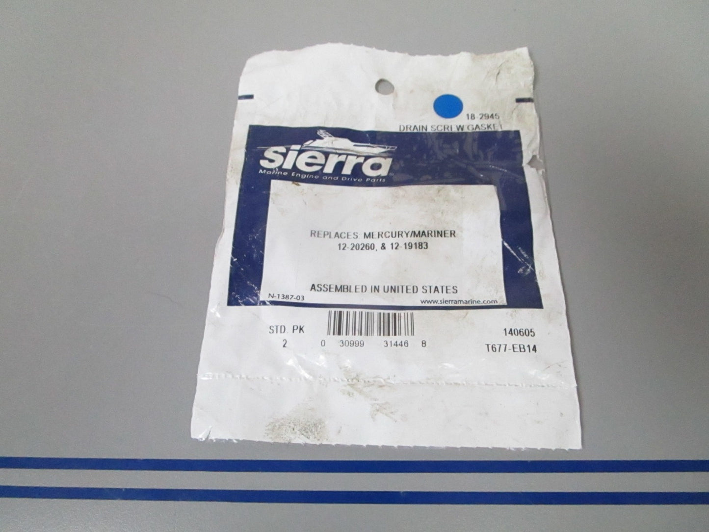 NEW 18-2945 Replaces: Mercury 12-20260 12-19183 Sierra Drain Screw Gasket 0810