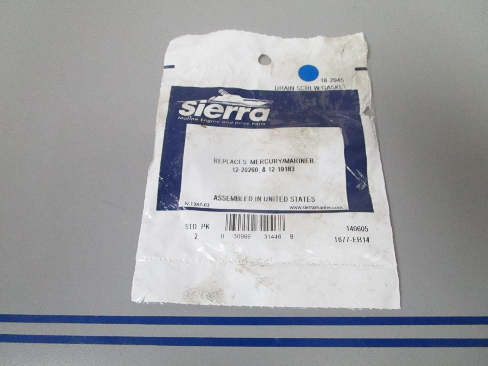 NEW 18-2945 Replaces: Mercury 12-20260 12-19183 Sierra Drain Screw Gasket 0810