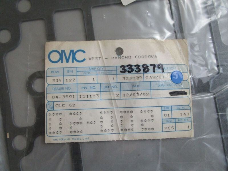 *NEW OEM* 0770 OMC Johnson Evinrude Gasket 333879 0333879