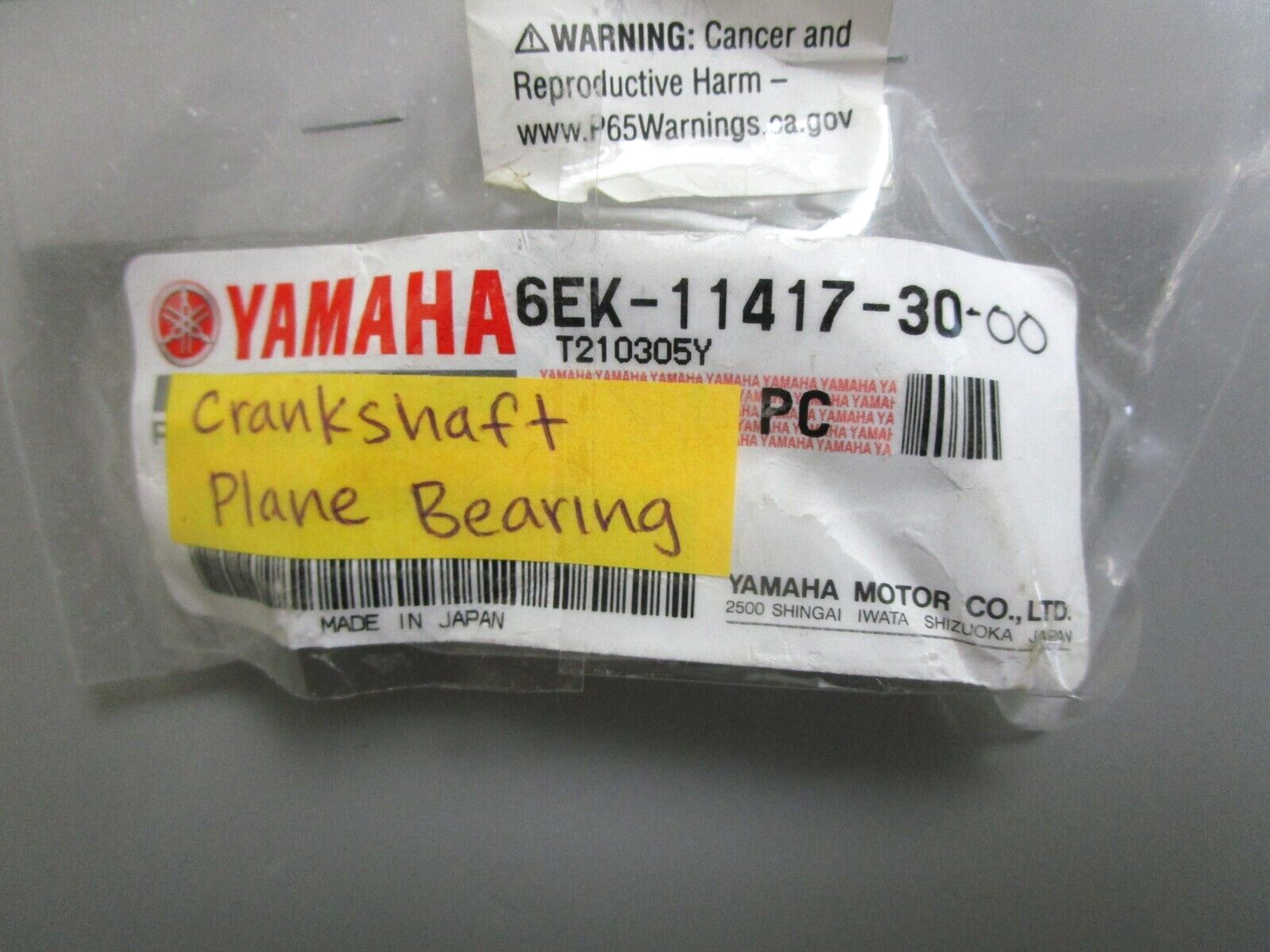 *NEW OEM* 0750 Yamaha CRANKSHAFT PLANE BEARING 6EK-11417-30-00