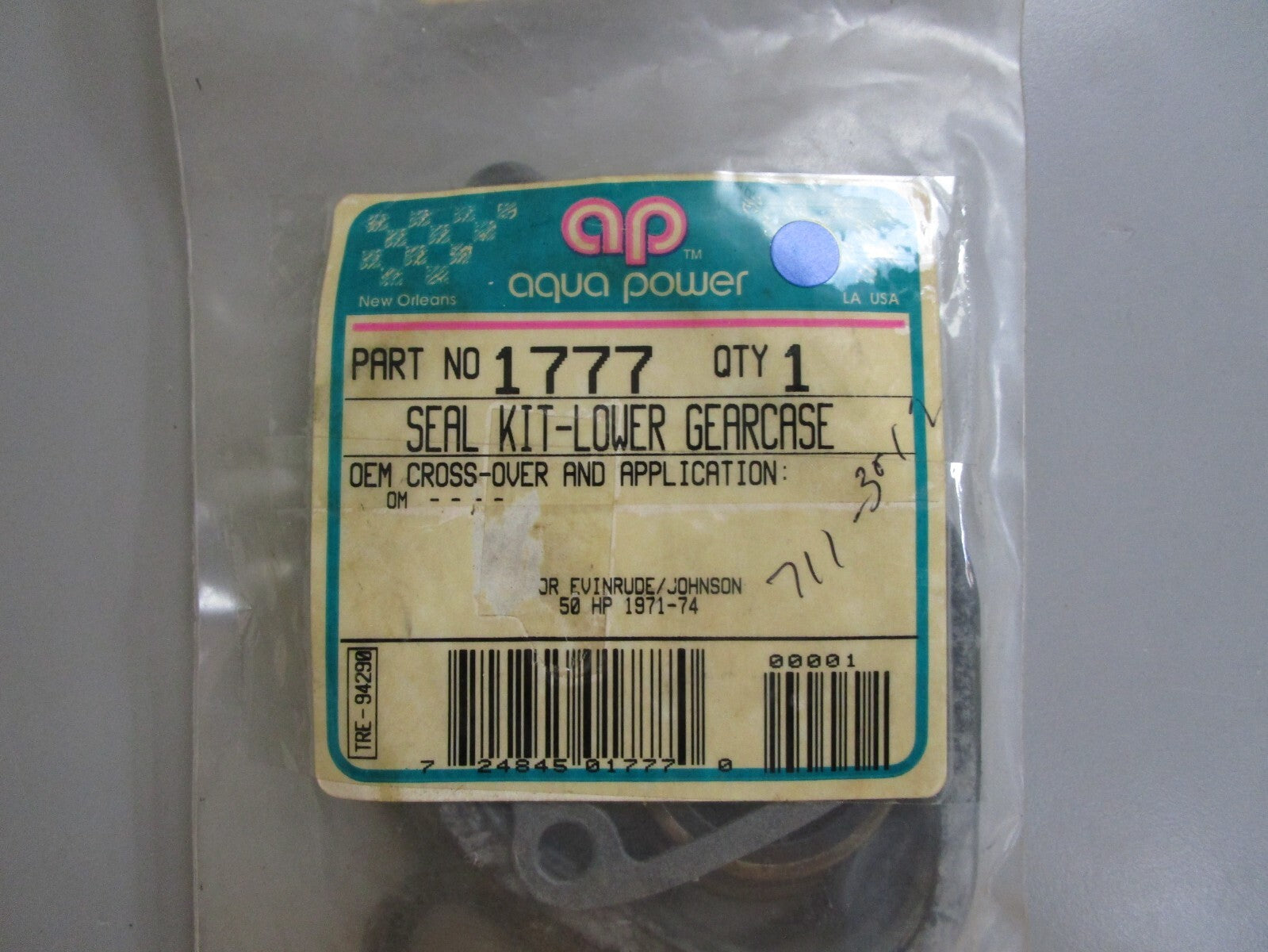 *NEW* 0810 Aqua Power Lower Gearcase Seal Kit 1777 For Evinrude 50HP 1971-74
