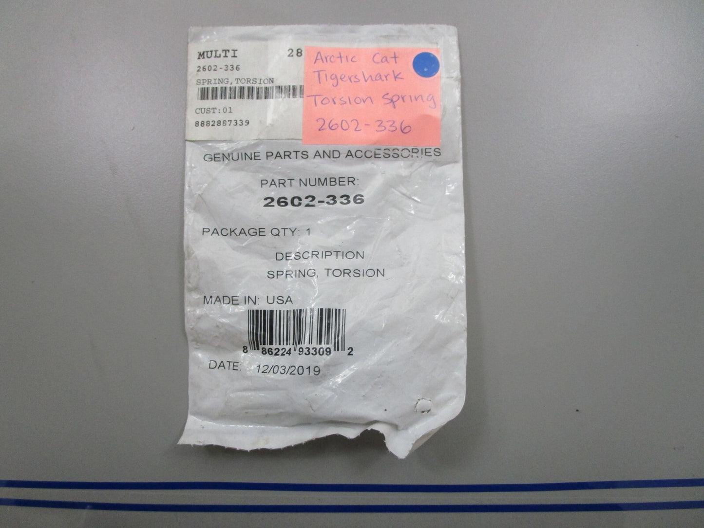 *NEW OEM* 0770 Arctic Cat Tigershark Torsion Spring 2602-336