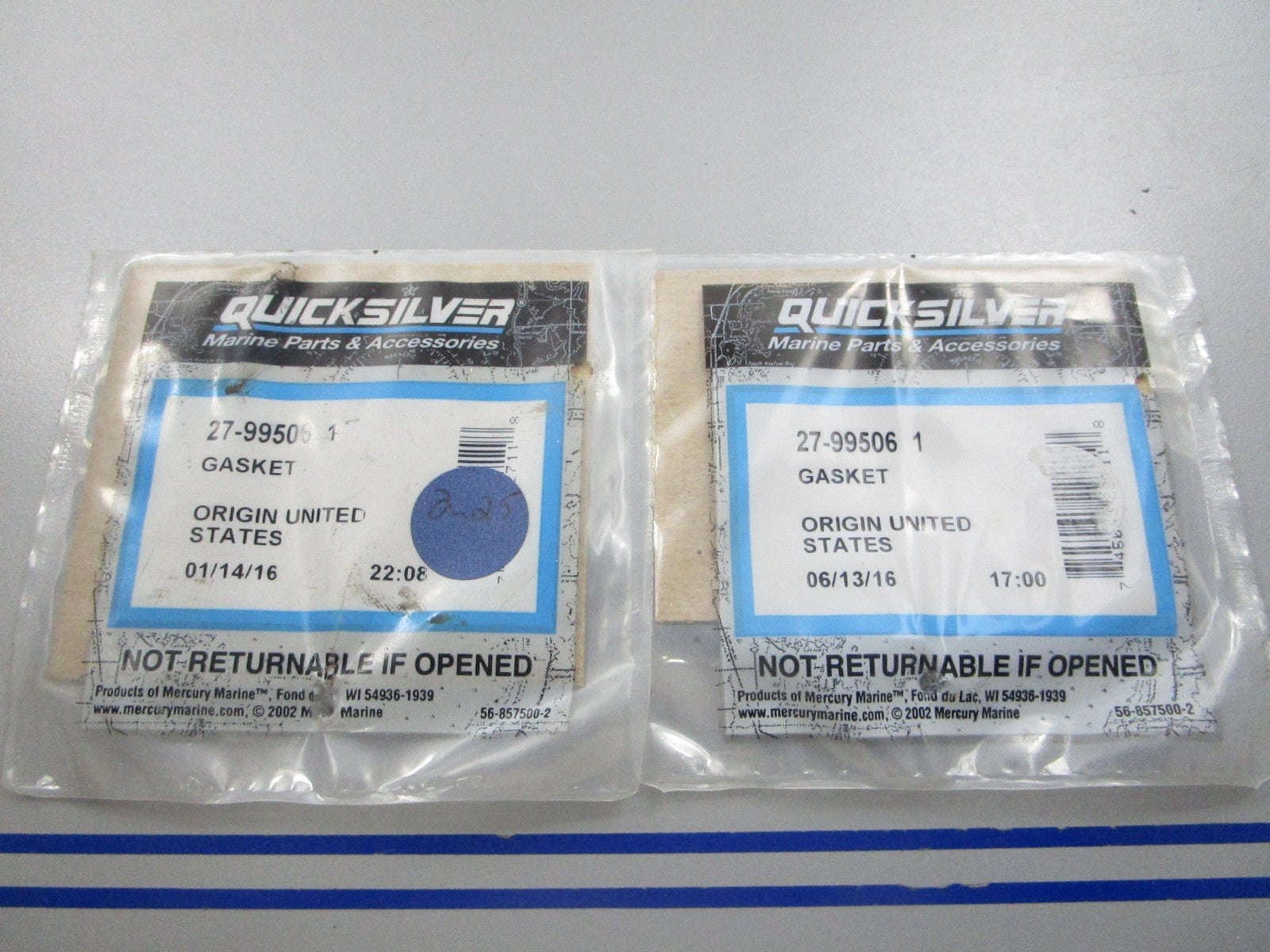 NEW OEM (LOT OF 2) 27-995061 Mercury Quicksilver Gasket 0810